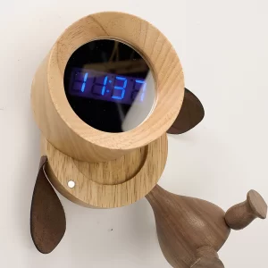 Wooden Dog Digital Alarm Clock-04