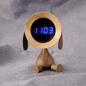 Wooden Dog Digital Alarm Clock-06