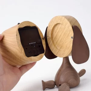 Wooden Dog Digital Alarm Clock-08