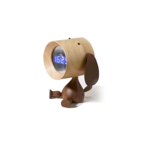 Wooden Dog Digital Alarm Clock