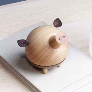 Wooden Music Box - Pig-03