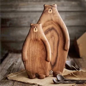 Adorable Bear Serving Board - Wooden - Hand-polished Smooth Surface-01