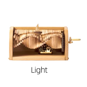 DIY Wooden hand crank Music Box -Light1