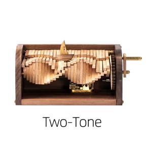 DIY Wooden hand crank Music Box two-tone1